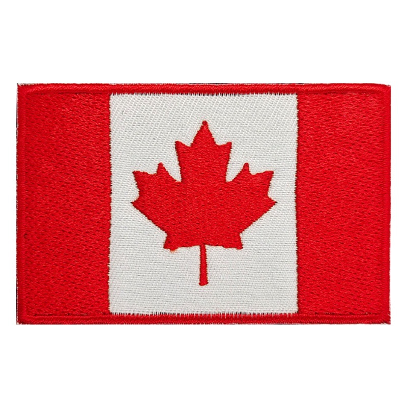 Parche de tela bordado de la bandera canadiense Parche de hoja de arce bolsa de ropa al aire libre accesorios personalidad Velcro brazalete en stock