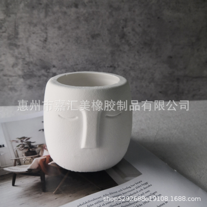 Creativo cara cemento maceta molde cristal epoxi molde de silicona DIY resina yeso maceta molde