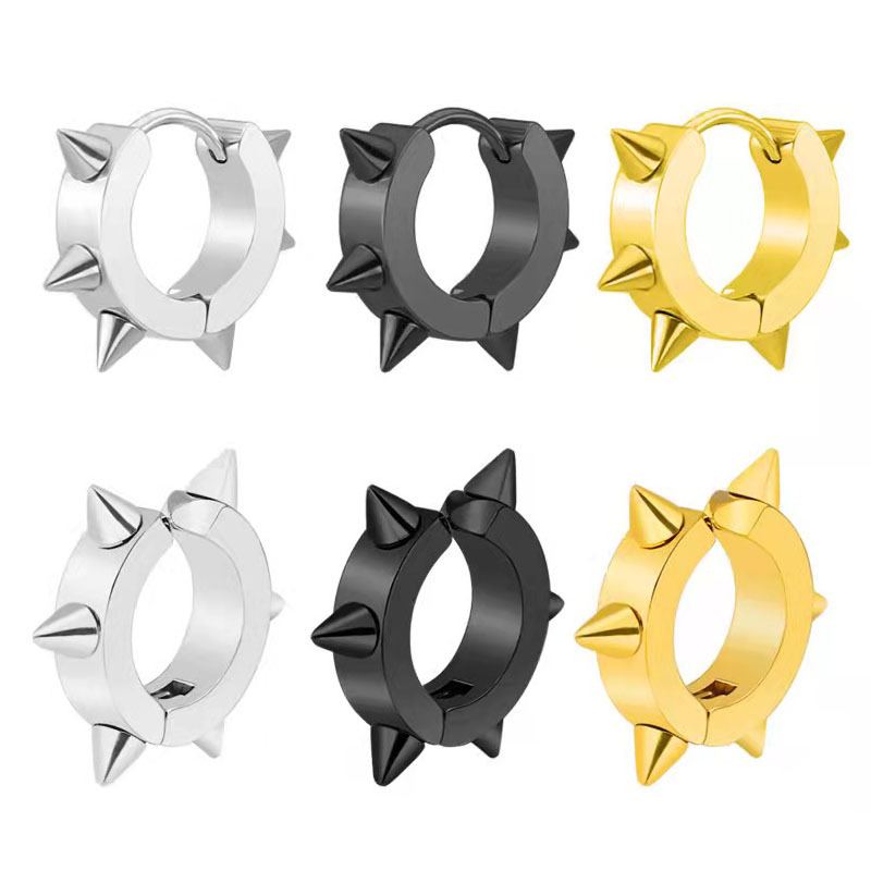 Estilo coreano de moda punk remache puntiagudo cono hebilla del oído punción Acero inoxidable pendientes personalizados Ventas Directas la fábrica