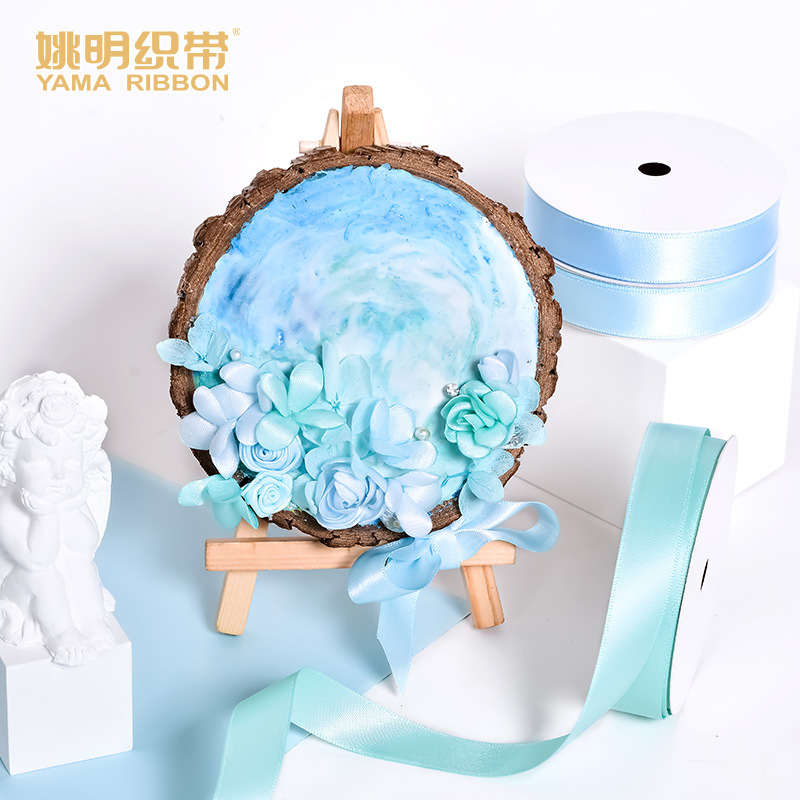 Yao Ming 7700 poliéster Cinta Azul ramo caja de regalo embalaje hornear accesorios para el cabello trenzado lazo del pelo cinta del pelo arco