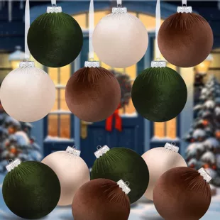 Ёлочные шары с флоком мягкие