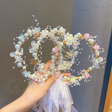 儿童花环公主发饰超仙女孩花朵珍珠飘带头饰甜美花童雪花网红发箍