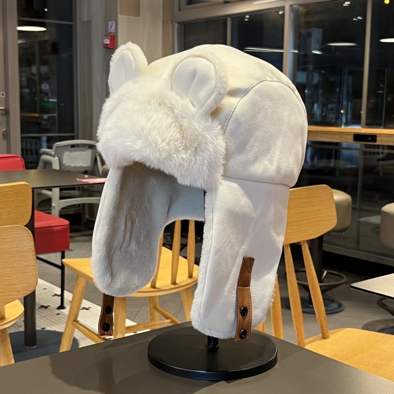 Herbst- und Wintermützen Damen Warme, verdickte Fleece-Ohrenschützer Gestrickte Winterwollmützen_voghion.com