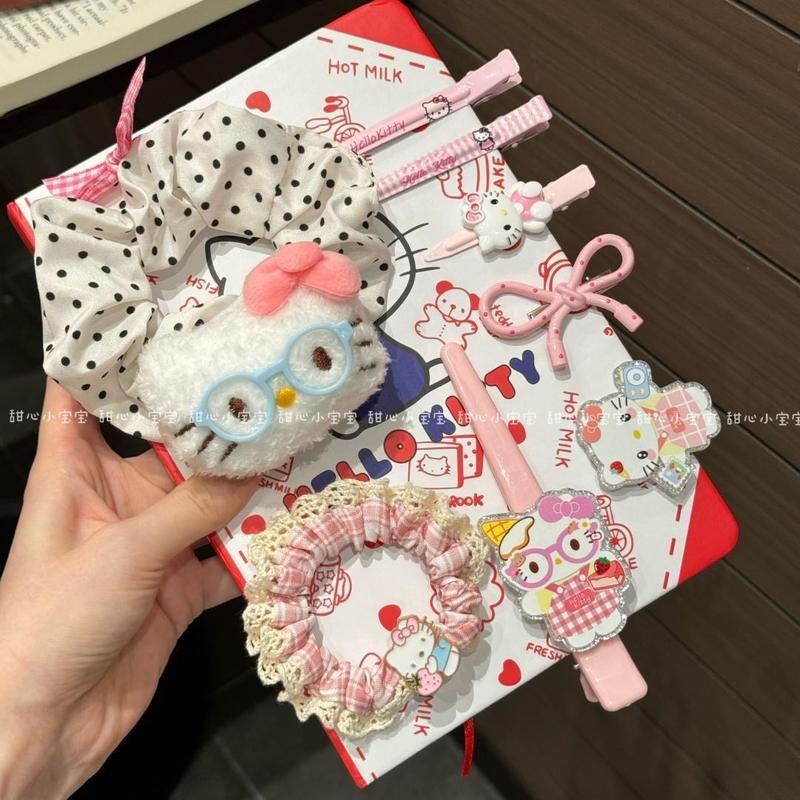 可爱围裙眼镜卡通猫学生夹鸭嘴夹化妆夹少女发卡甜美少女发夹发饰|undefined