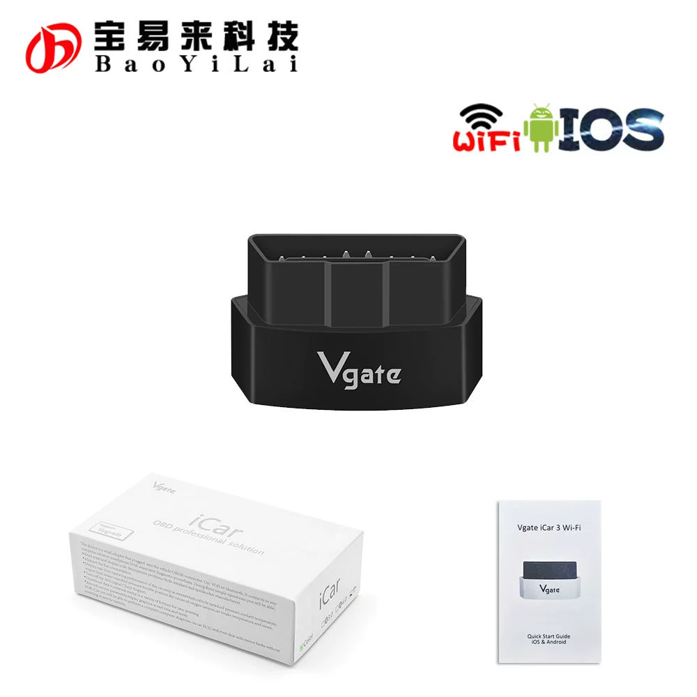 VGATE ICAR3 MINI WIFI OBD2 ELM327 поддерживает черный iCar Android IOS 3 поколения