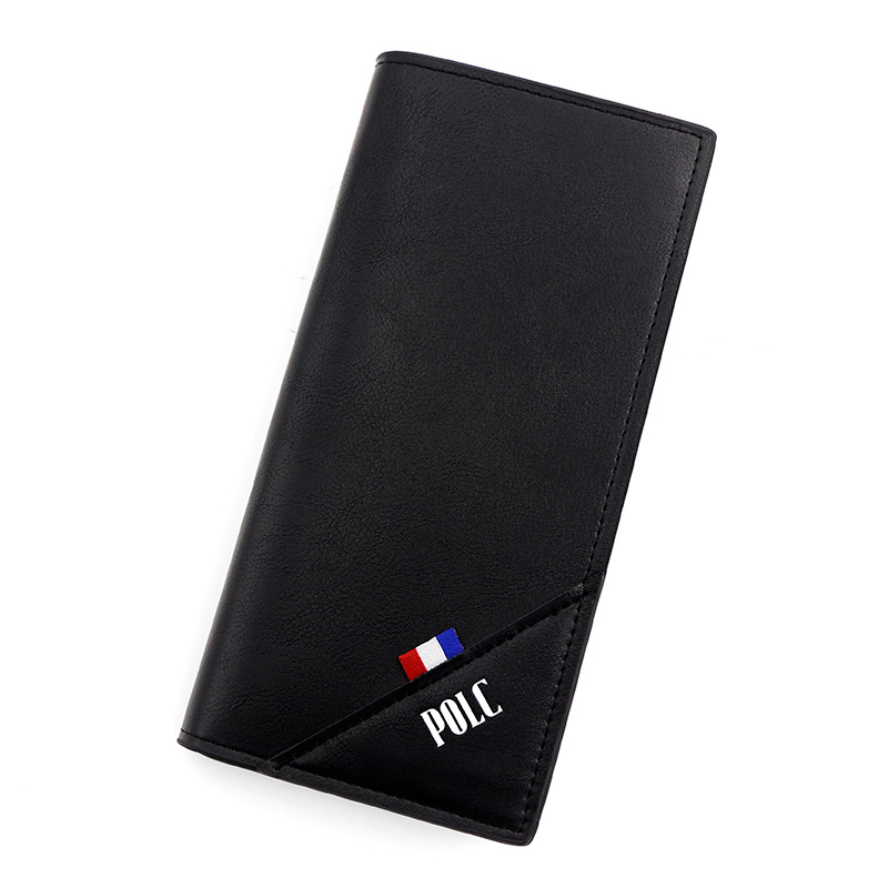 Vintage Men's Suit Bag Oil Leather PU Leather Stitching Large Capacity Business Commuter Simple Thin Men's Long Wallet