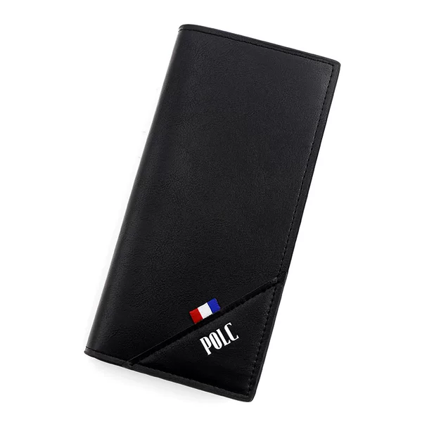 Vintage Men's Suit Bag Oil Leather PU Leather Stitching Large Capacity Business Commuter Simple Thin Men's Long Wallet