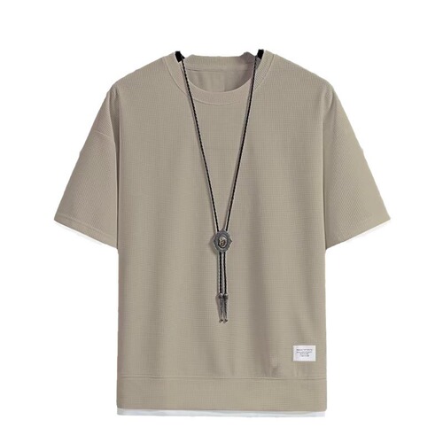 Men's Short Sleeve Summer Pajama Top Half-Shirt Loose Fit T-Shirt Half Sleeve Ice Silk Thin Round Neck Casual Streetwear Brand Clothing