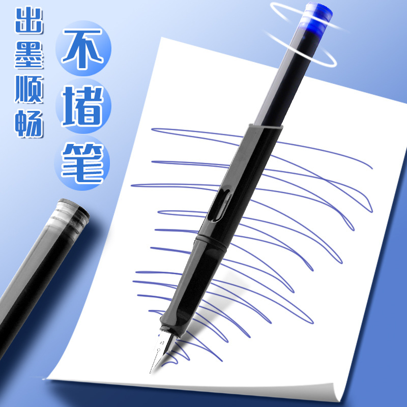 Cartuchos de tinta para bolígrafo de color verdadero para estudiantes de primaria, tinta universal y reemplazable, práctica de escritura para niños, azul-negro puro, azul-negro. image 5