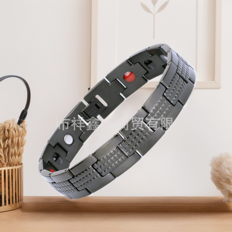 Titanium Steel Magnetic Bracelet, Cross-Border Supply of Small Accessories, Men's Stainless Steel Bracelet, Negative Ion Gold Electroplated Bracelet, in Stock