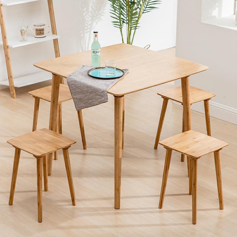 餐桌北欧简约楠竹长方形饭桌实木桌椅组合小户型四方桌家用小桌子