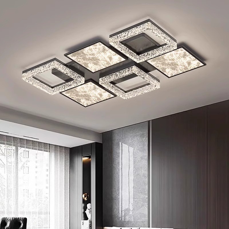Nueva protección ocular inteligente, lámpara de techo de grietas de hielo, combinación de paquete de lámpara de techo de dormitorio de sala de estar de lujo ligero italiano