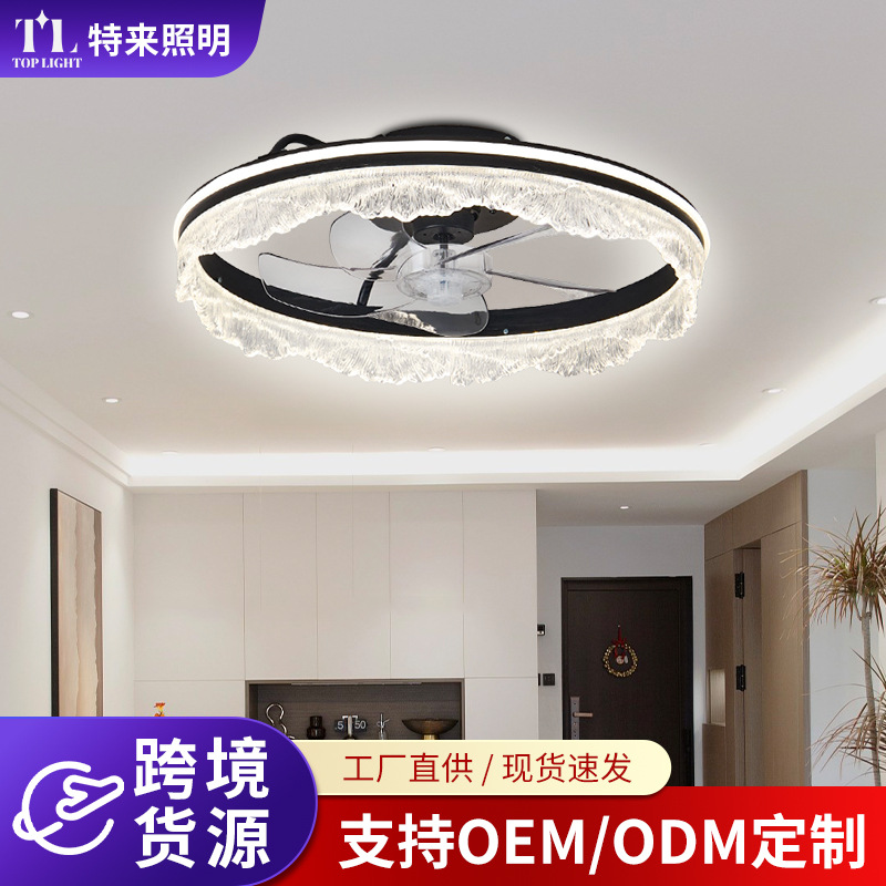 Ventilador de Techo Invisible con Luz de Hierro y ABS, Silencioso, Control Remoto, Luz de 3 Colores, para Sala de Estar