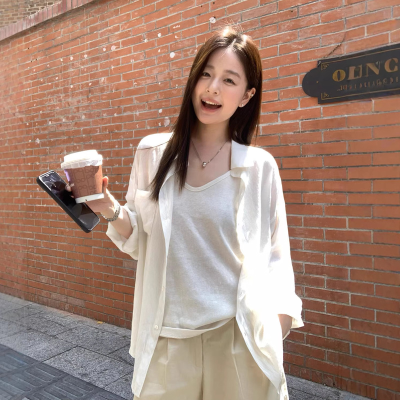 Kittin Korean Style Lazy Breathable Sun Protection Long-Sleeved Shirt for Women Summer Thin Top Loose Casual Versatile Shirt