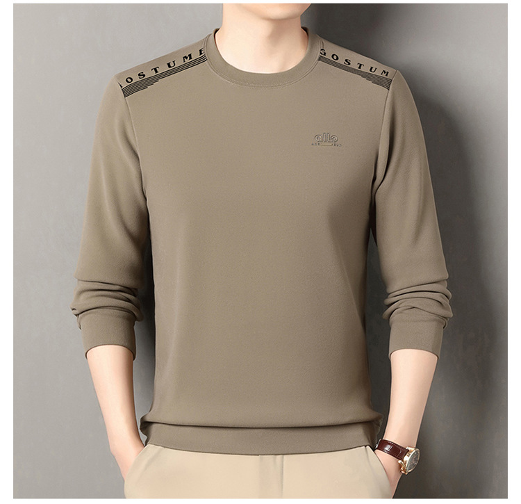 Áo sweatshirt nam cổ tròn dài tay, nỉ lông cừu dày dặn, form rộng thoải mái — Xanh trên chi tiết 5