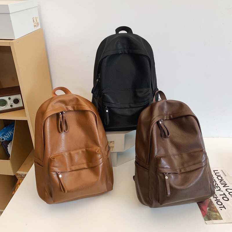 British leather men backpack large capacity travel bag backpack College student bag leisure trend computer bag female