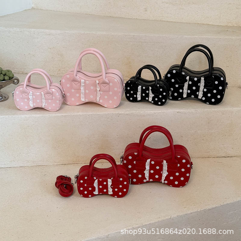 Bowknot Polka Dot Girls' Crossbody Bag 2026 New Fashionable Handbag Exquisite Stylish Girls' Shoulder Bag Parent-Child