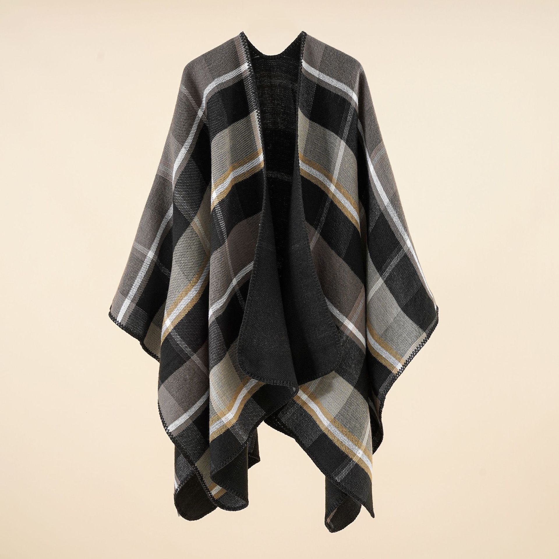 Las mujeres europeas y americanas nuevo 2022 rayas Plaid Cashmere chal moda caliente bufanda grande