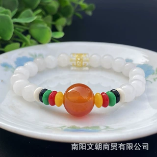 金丝玉手链五行白玉手串六字真言直播货源男女款玉石礼品展会会销