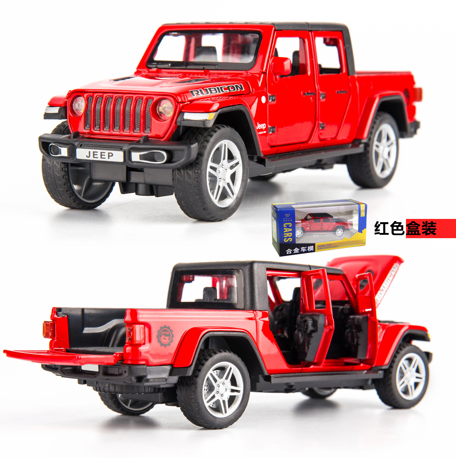 Weili modelo de coche de aleación 1:32 jeep tire hacia atrás pequeña rueda vehículo todoterreno con sonido y luz colección de decoración de modelo de coche de seis puertas