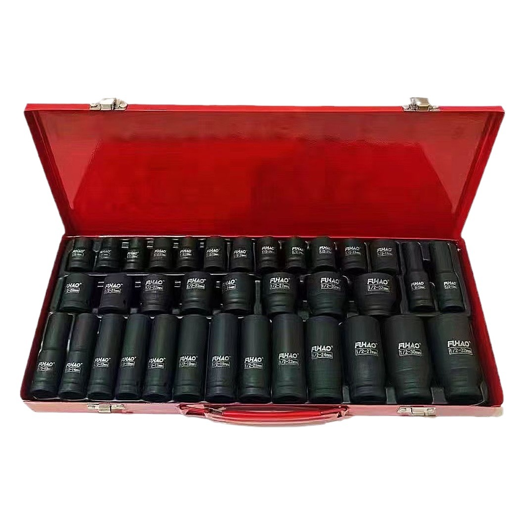 35 piezas pequeña manga de pistola de aire 1/2 heavy-duty engrosado alargado destornillador herramienta de llave eléctrica traje de manga hexagonal