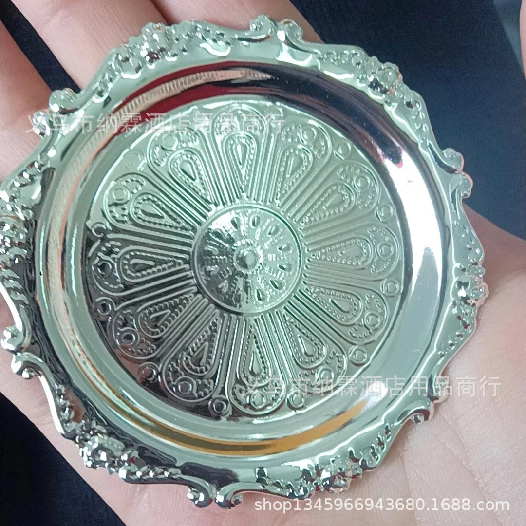 Bandeja de estilo europeo de alta gama, bandeja de frutas, artículos para el hogar del hotel, bandeja de frutas KTV, candelabro de aleación de plata, bandeja de pastel al por mayor