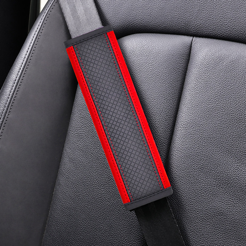 Shoulder Pad – Qìchē Seat belt shoulder pad - ddjy-rhombus-shoulder-pad-single-black-red-color-24cm
