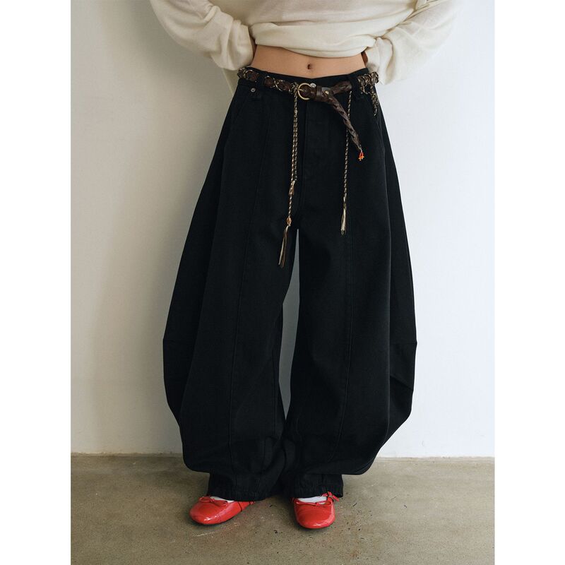 [Timeless] New Cotton-Blend Washed Three-Dimensional Patchwork Casual Oversized Loose Trendy Jeans V9618