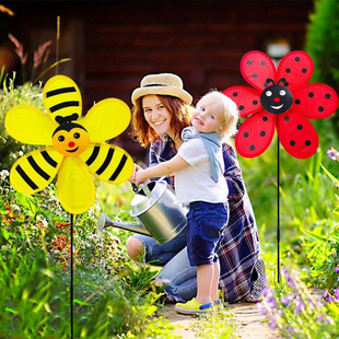 Cross-Border Hot Selling 30cm Little Bee Windmill Kidsren's Toy Animal Beetle Shaped Windmill Creative Cartoon Windmill