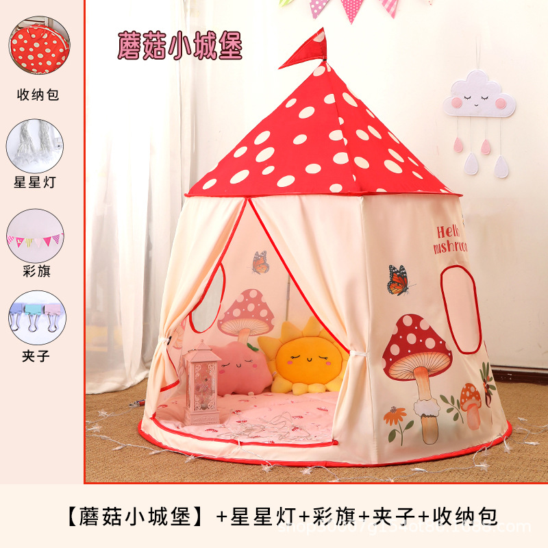 Tienda de campaña para niños en interiores niñas juegos de princesa casa de hongos hogar mochila de seguridad casa de juguetes para bebés