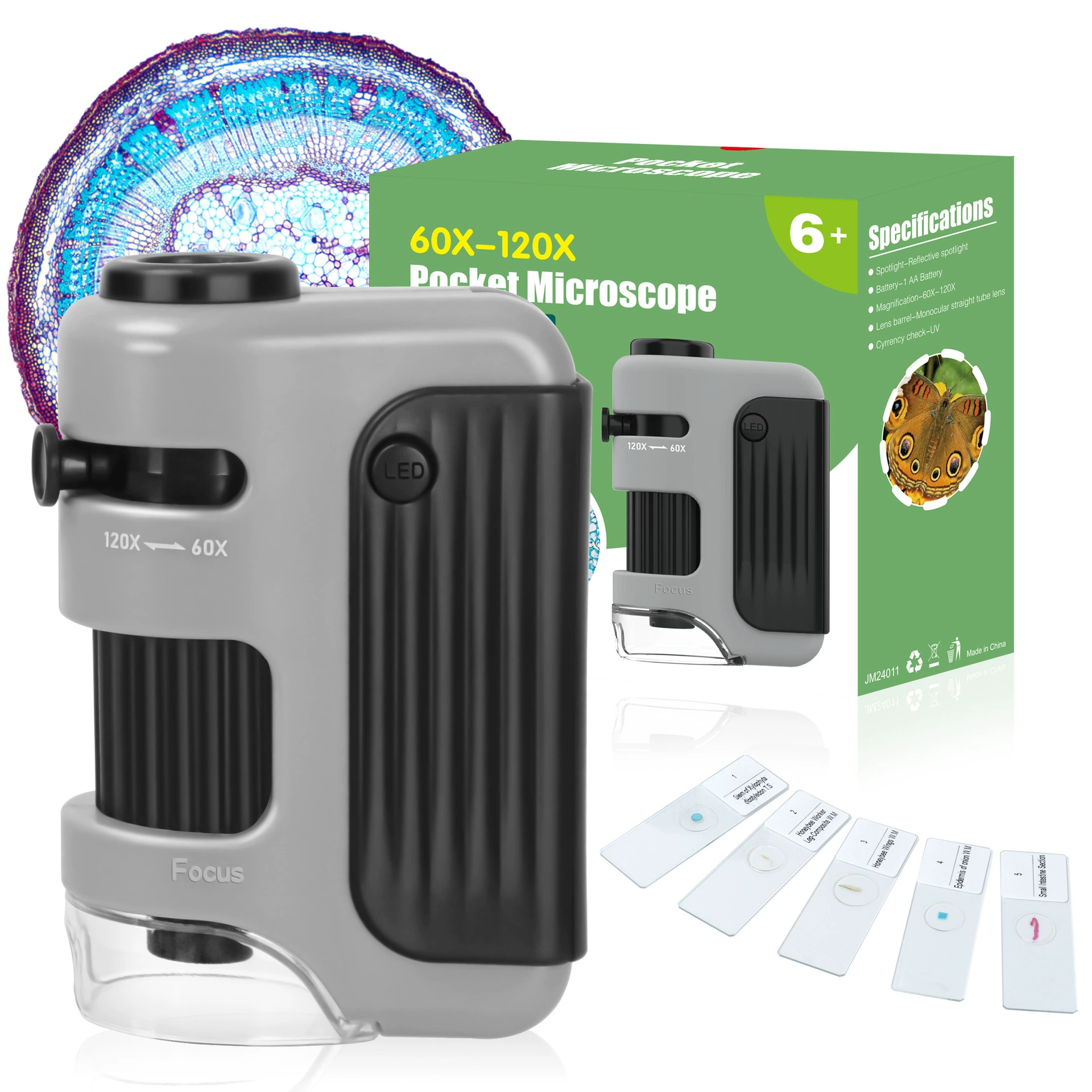 Детский ручной микроскоп Карманный микроскоп Студенческий портативный мини-микроскоп Трансграничная игрушка для просмотра клеток