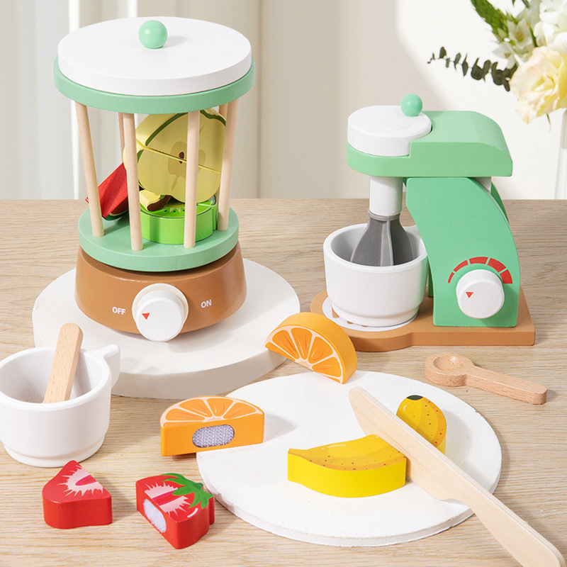 Simulación de pan para niños pequeños mezclador casero juguete modelo de máquina de café molde de jugo de bebé de madera image 2