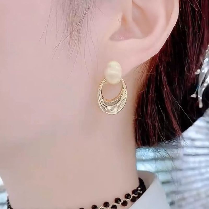 小众设计高级感椭圆磨砂圈圈耳钉轻奢感流行耳坠精致百搭气质耳饰|undefined