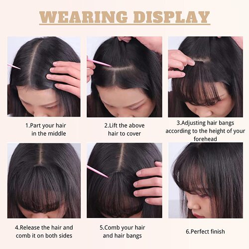 Air bangs with sideburns bangs wig bangs double sideburns full bangs wig piece natural hair replacement to cover the hairline