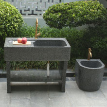 天然石材洗手盆阳台家用户外庭院大理石洗衣台盆室外水池石头水槽