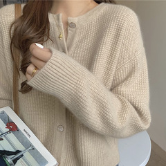 2025 春と秋の新婦人服怠惰なスタイルニットセーターカーディガン女性の韓国スタイル小さなセータージャケット女性のトップトレンディ