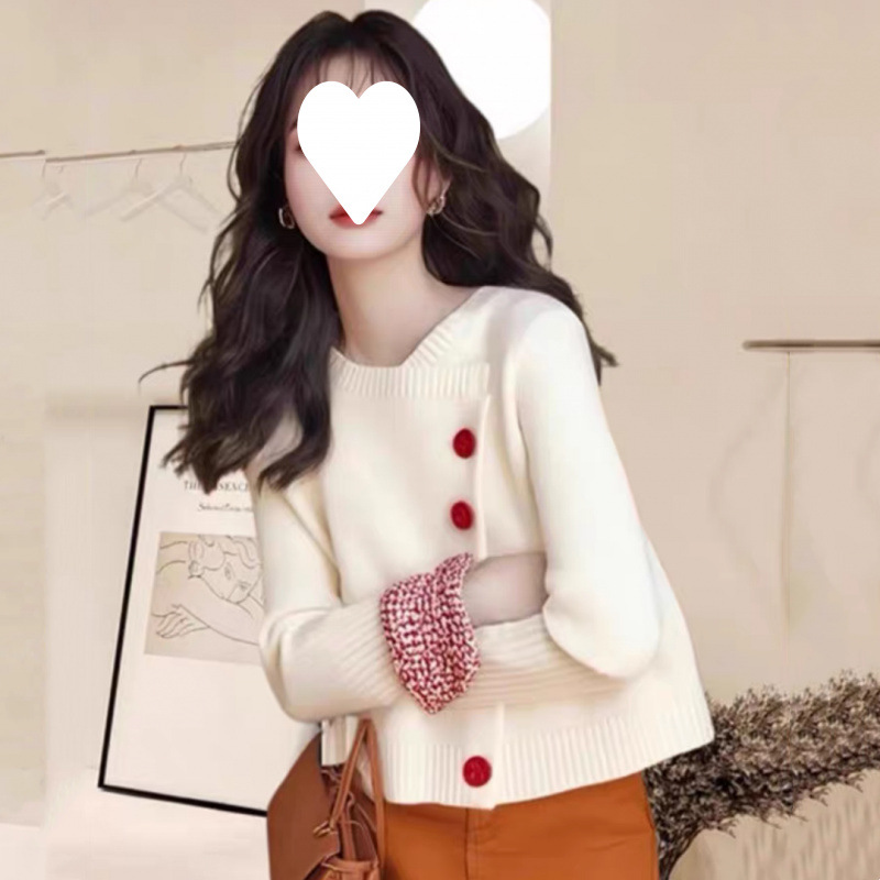 Otoño y invierno nuevo tipo de explosión suelta y suave con gorra con gorra a rayas suéter vintage chaqueta para mujeres image 2