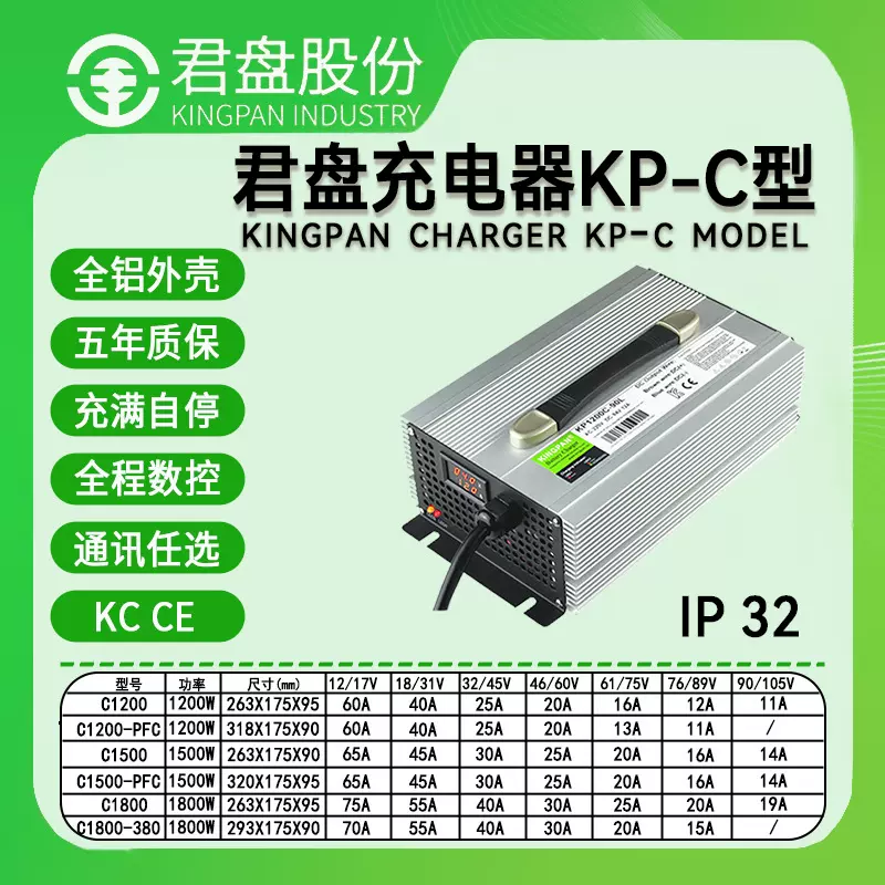 君盘 1200W1800WKC/CE认证观光车充电器60v15a扫地机锂电池充电器