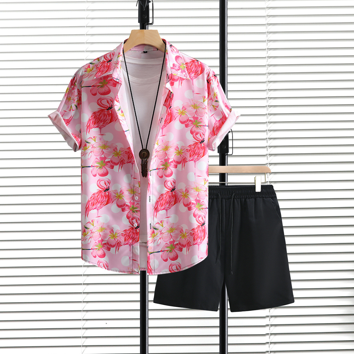 핑크 화재 썬더 버드 블랙 바지 세트