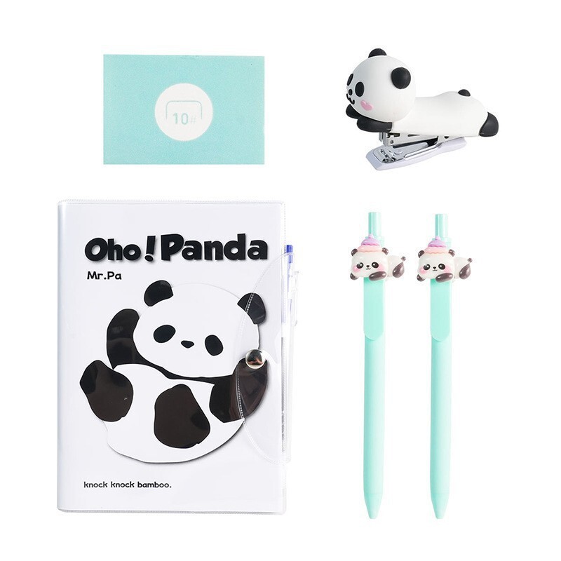 Amazon Hot Selling Cute Giant Panda Cross-border Student Office suit Stapler Notebook Pen Four-piece in stock Amazon Hot Selling Cute Giant Panda Cross-border Student Office suit Stapler Notebook Pen Four-piece in stock