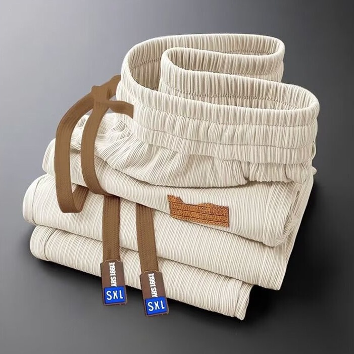 Ice Silk Casual Pants for Men, Summer Ultra-Thin Trendy Quick-Dry Loose Wide-Leg Trousers with High-End Drape Effect