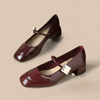  Footwear, red shoes for leather shoes, genuine leather, autumn, french style