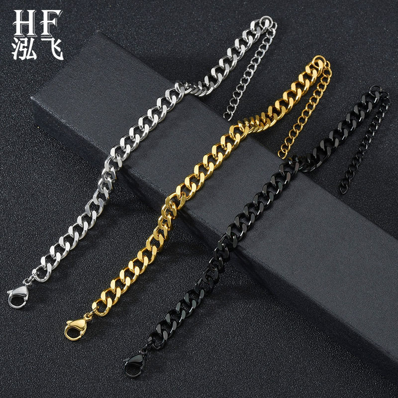 Double-Sided Cuban Chain Bracelet for Men, Hip-Hop High Street Accessory, American Hip-Hop Minimalist Style, Cool Titanium Steel Jewelry Double-Sided Cuban Chain Bracelet for Men, Hip-Hop High Street Accessory, American Hip-Hop Minimalist Style, Cool Titanium Steel Jewelry