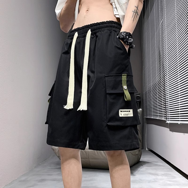 Men's Summer Cargo Shorts Wide Straight Sports Five-Point Pants Trendy Brand Thin Japanese Style Casual Mid-Length Shorts