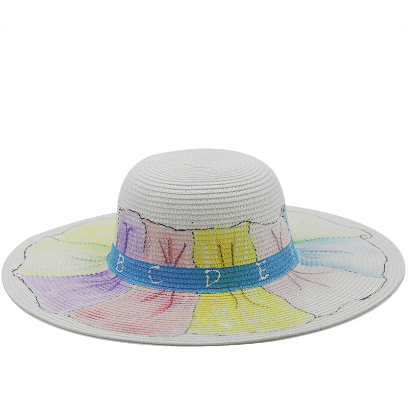 Fashion Hand-painted Animal Beach Big Brim Straw Sunscreen Sun Hat display picture 2