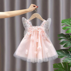 女童夏裝連衣裙2024新款洋氣兒童蓬蓬紗嬰兒公主裙禮服女寶寶裙子