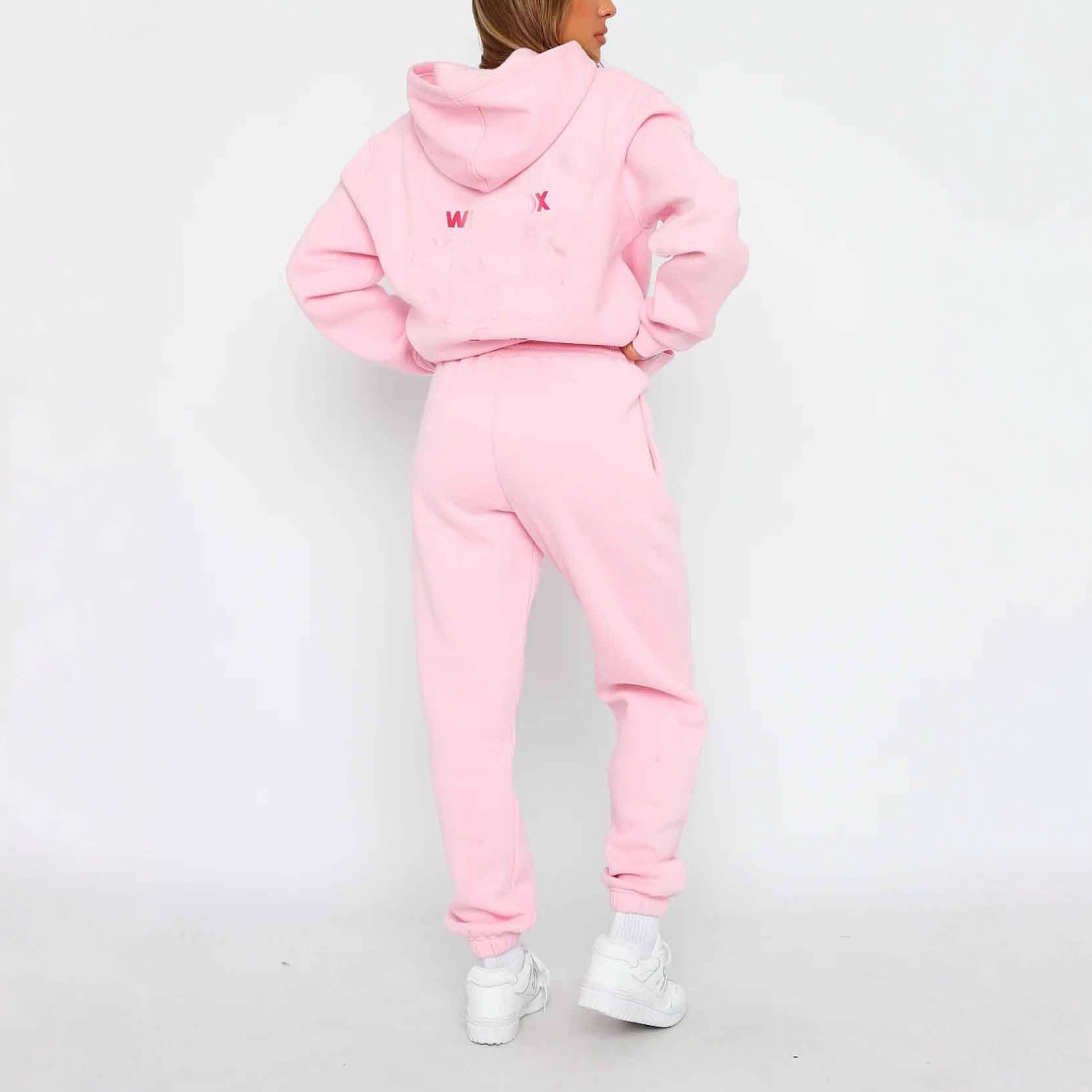 European and American cross-border spring, autumn and winter new women's suit fashion sports LOGO long sleeve pullover hooded sweater two-piece suit