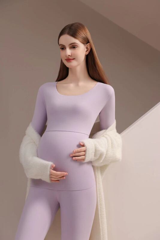孕妇德绒秋衣秋裤保暖套装秋冬产后哺乳月子服睡衣7A打底衣家居服|undefined