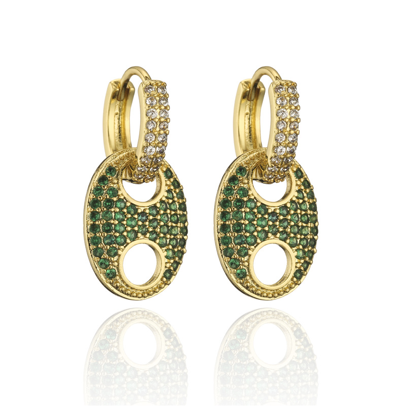 Retro Electroplated Copper Micro-inlaid Zircon Earrings display picture 7