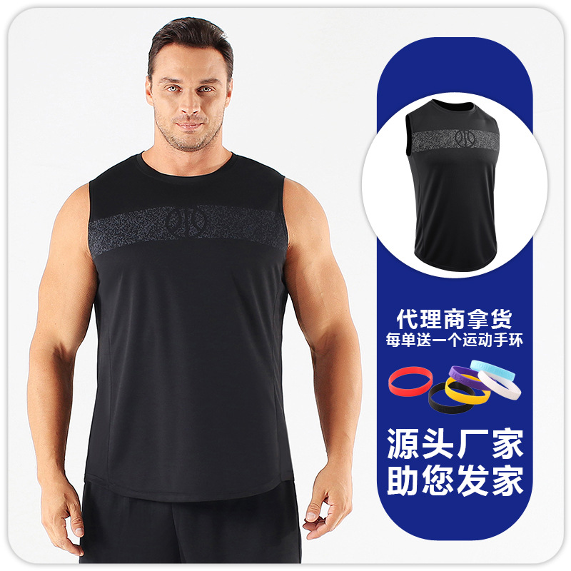 B5159 chaleco deportivo de hombre seco rápido sin mangas chaleco de hombro baloncesto correr maratón ciclismo camisa de ejercicio